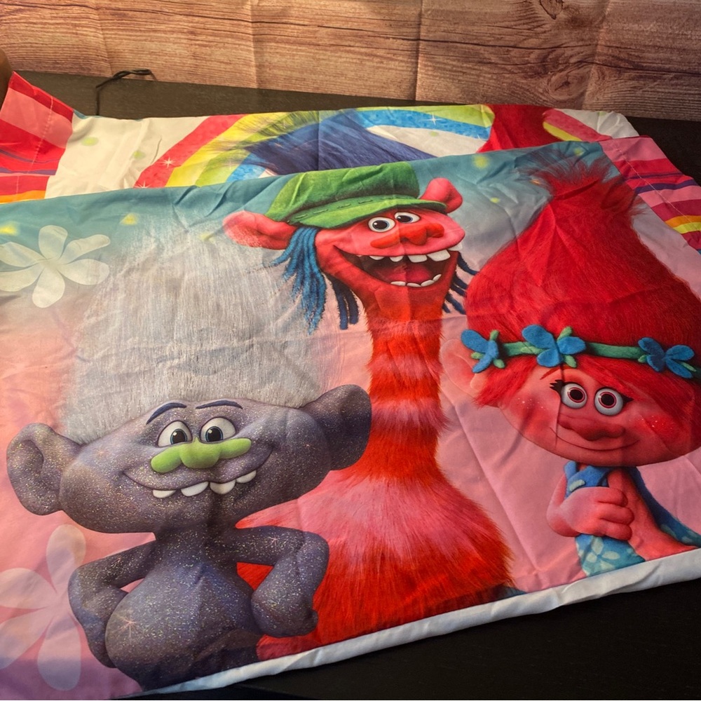 Dreamworks Trolls Set Of Two Double Sided Standard Pillowcases